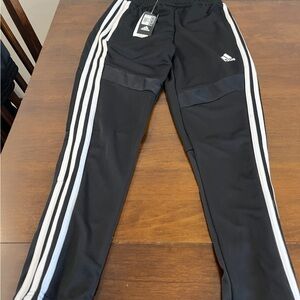 Adidas Black and White Joggers with Iconic Stripes